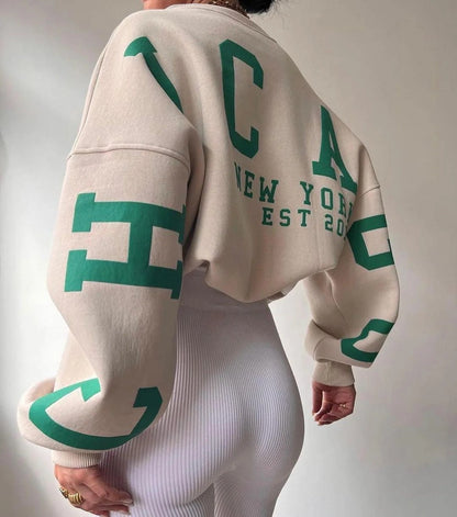 Women's Oversized Crew Neck Sweatshirt - Fashinoza