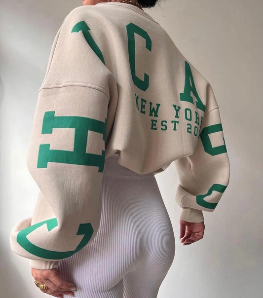 Women's Oversized Crew Neck Sweatshirt - Fashinoza