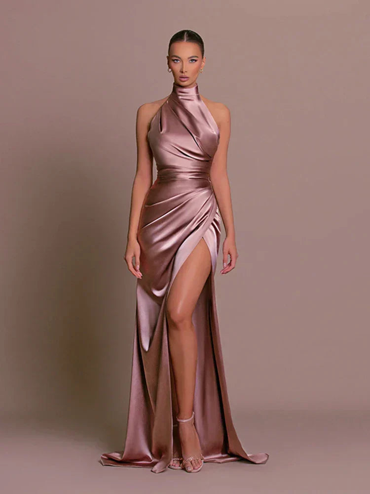 Vivian Women's Halter Neck Maxi Dress - Fashinoza