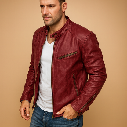 Men's Waterproof Biker Jacket Zip Closure - 
Fashinoza