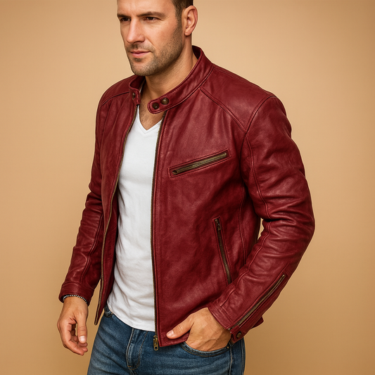 Men's Waterproof Biker Jacket Zip Closure - 
Fashinoza