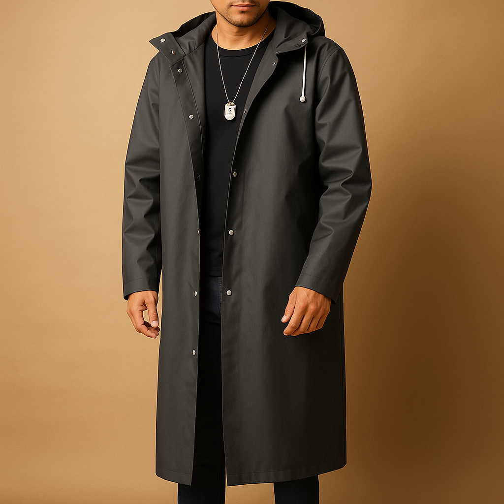 Men's Waterproof Long Raincoat - 
Fashinoza