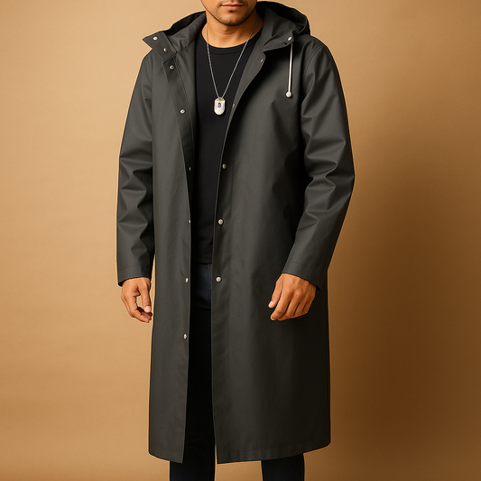 Men's Waterproof Long Raincoat - 
Fashinoza