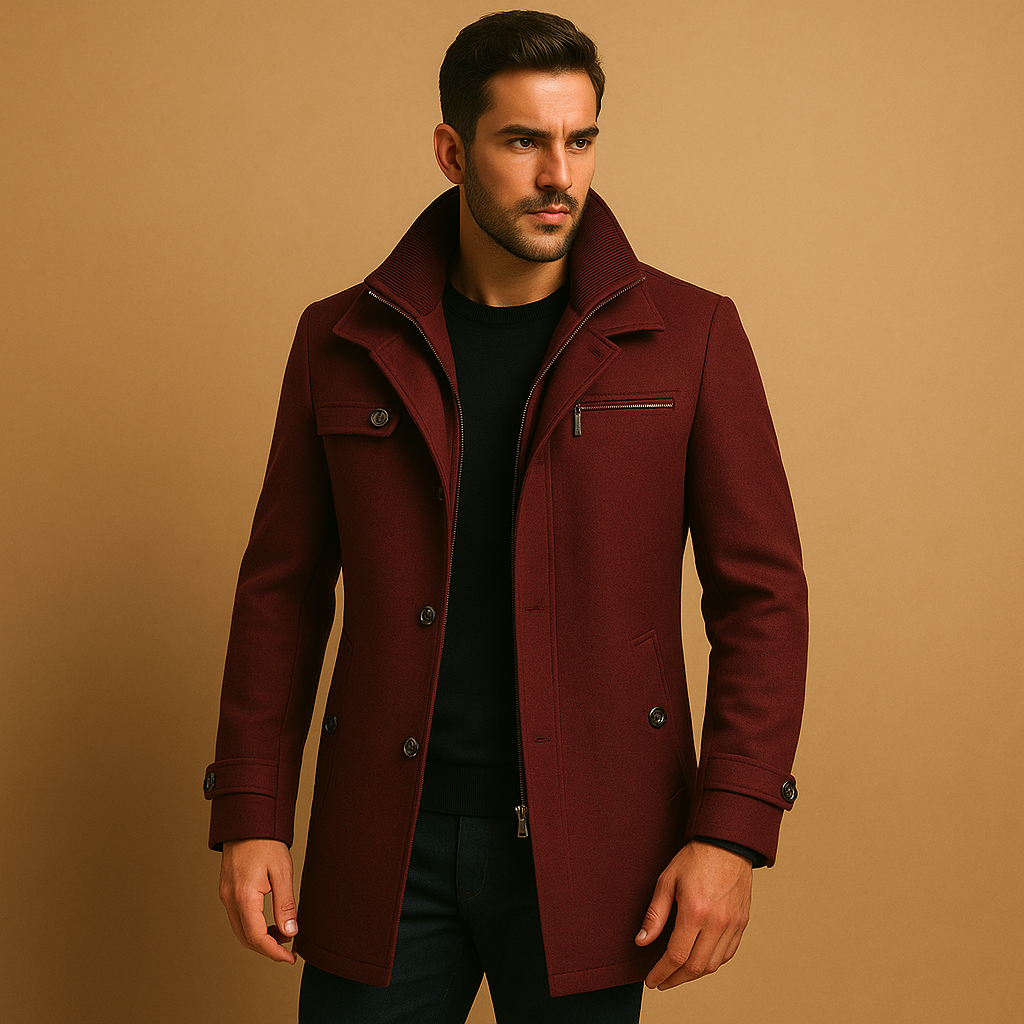 Men’s waterproof winter jacket with adjustable cuffs and practical pockets, ideal for cold weather, rain, and everyday outdoor wear.