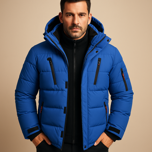 Men's Waterproof Winter Jacket Adjustable Hood - 
Fashinoza