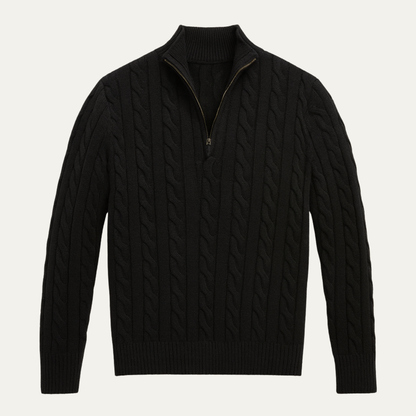 Men's Knit Cable Sweater Quarter Zip - Fashinoza