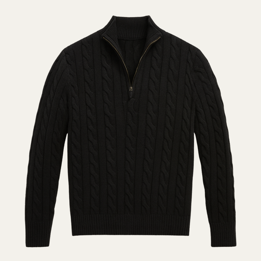 Men's Knit Cable Sweater Quarter Zip - Fashinoza