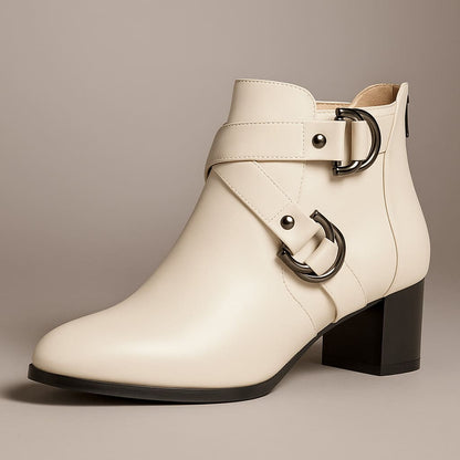 Women's Buckle Strap Block Heel Ankle Orthopedic Boots