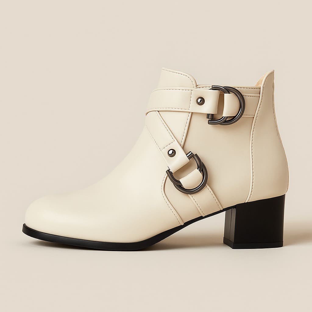 Women's Buckle Strap Block Heel Ankle Orthopedic Boots
