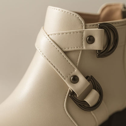 Women's Buckle Strap Block Heel Ankle Orthopedic Boots