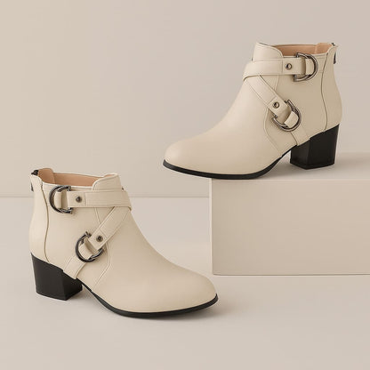 Women's Buckle Strap Block Heel Ankle Orthopedic Boots