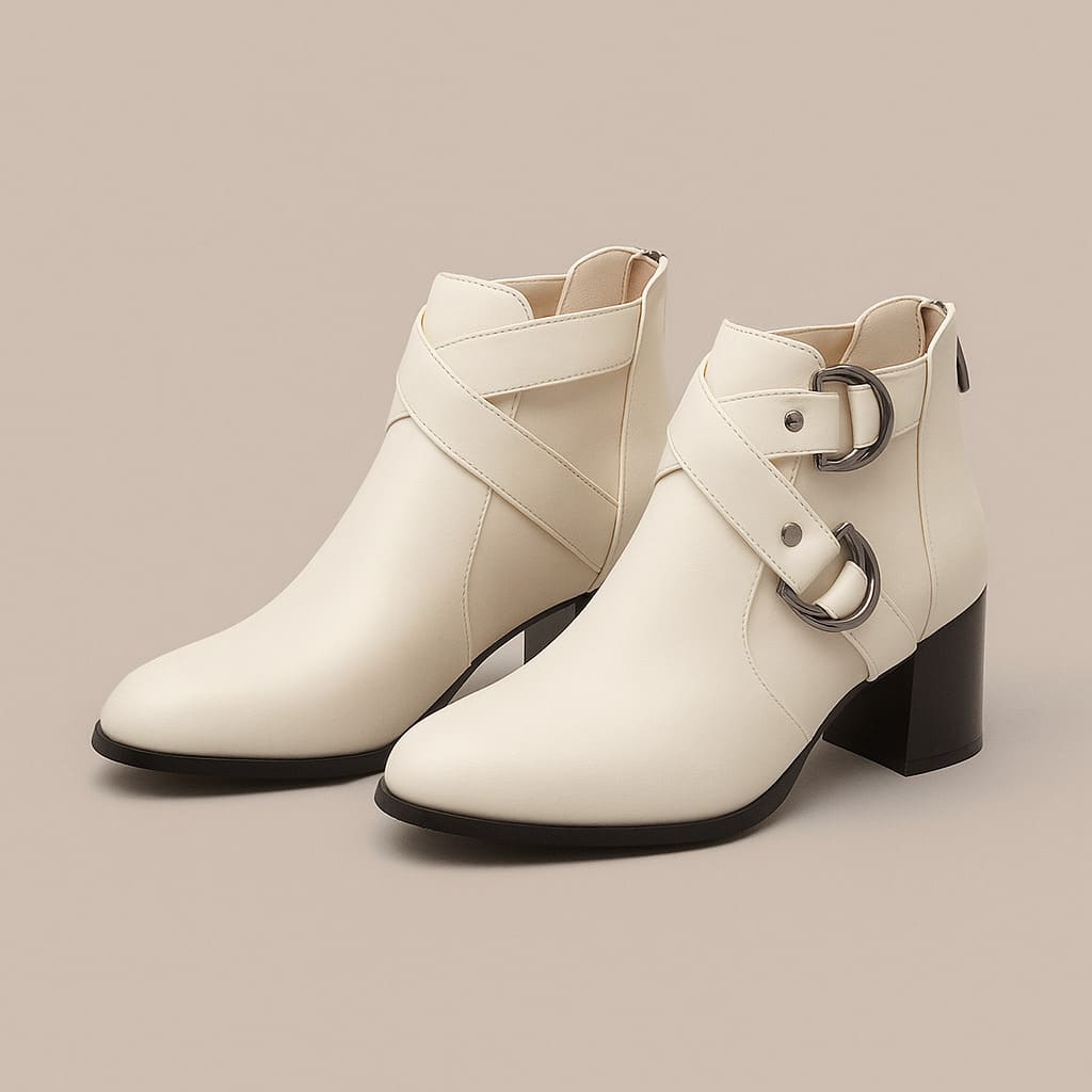 Women's Buckle Strap Block Heel Ankle Orthopedic Boots