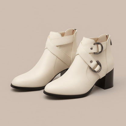 Women's Buckle Strap Block Heel Ankle Orthopedic Boots