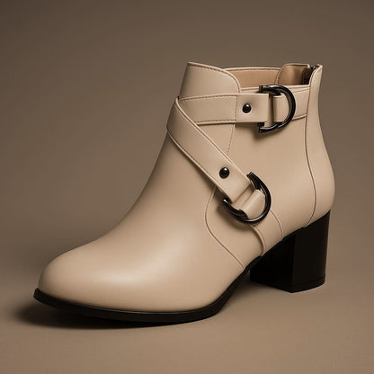 Women's Buckle Strap Block Heel Ankle Orthopedic Boots