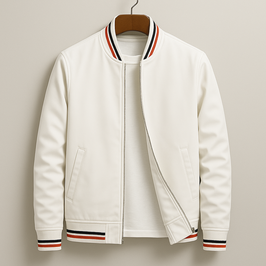Men's Lightweight Bomber Jacket Zip-Up Ribbed Trim