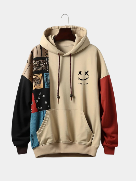 Men's Patchwork Hoodie Pullover Sweatshirt - Fashinoza