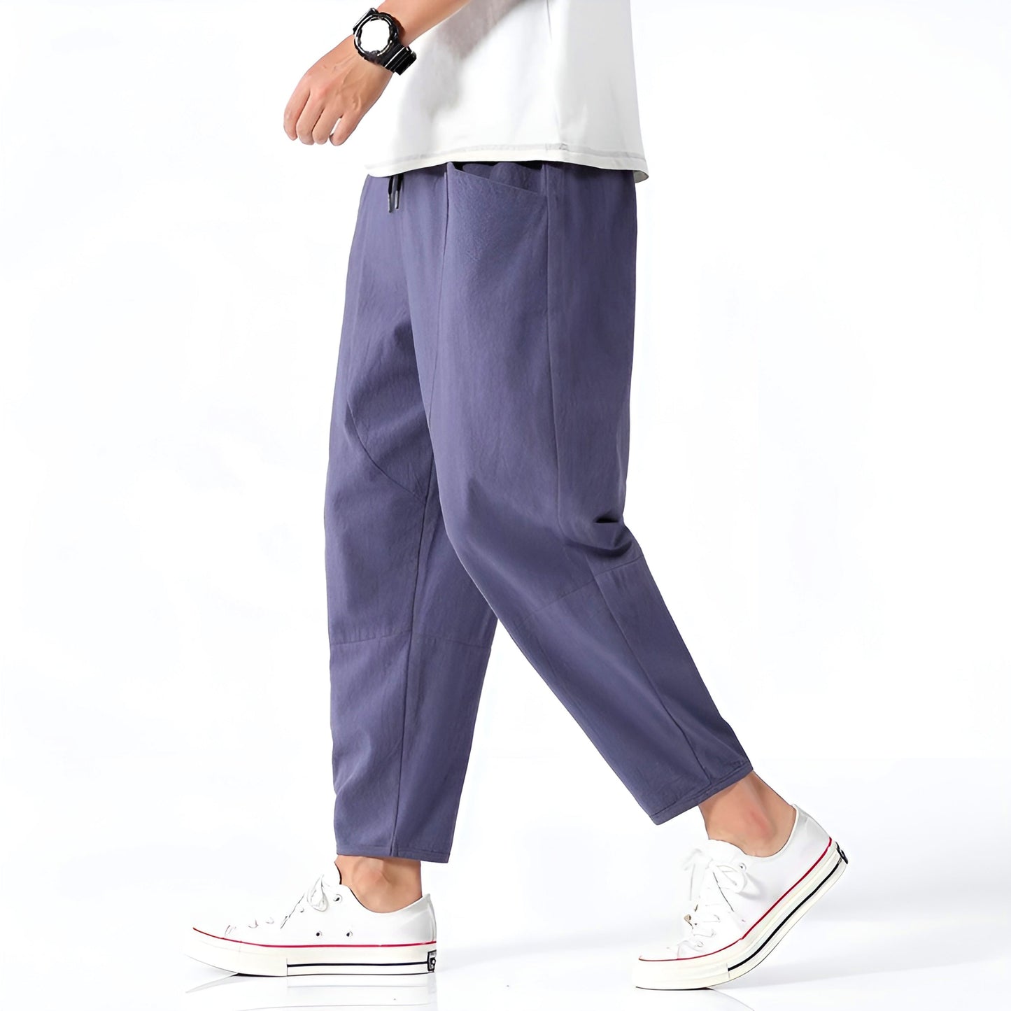 Men's Cropped Drawstring Pants - Fashinoza