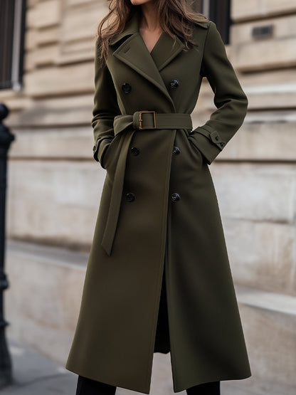 Women's Double-Breasted Belted Coat - Fashinoza