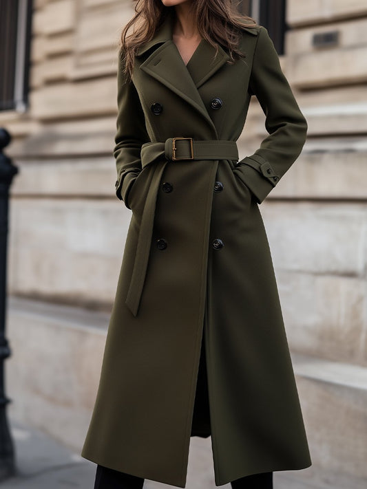 Women's Double-Breasted Belted Coat - Fashinoza