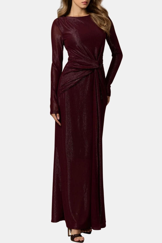 Women's Long Sleeve Maxi Dress Knot Front - Fashinoza