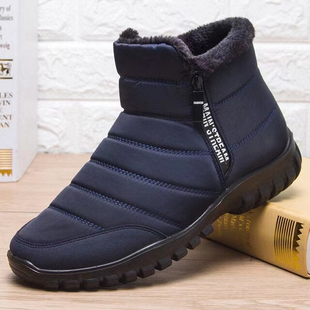 Mens Ankle Boots Leather Winter Boots Brown