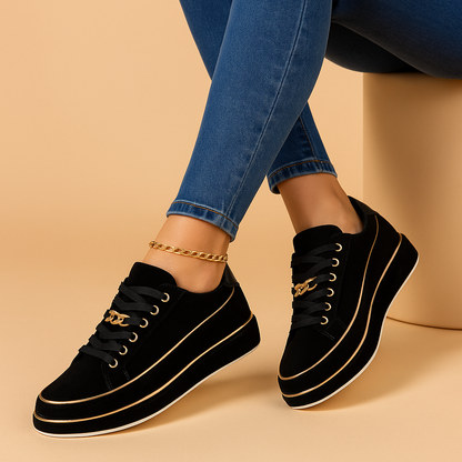 Women’s White Gold-Detail Sneakers