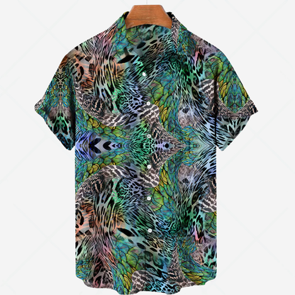 Men's Casual Short Sleeve Printed Shirt - Fashinoza