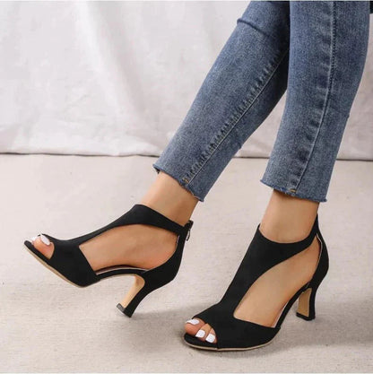 Image of Women's Peep Toe T-Strap Heels