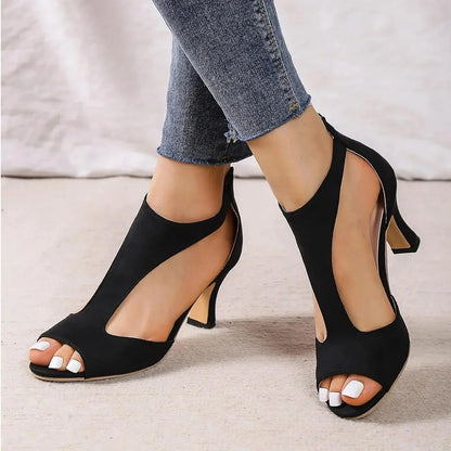Image of Women's Peep Toe T-Strap Heels