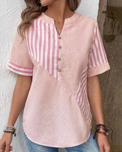 Image of Women's Striped Short Sleeve Blouse