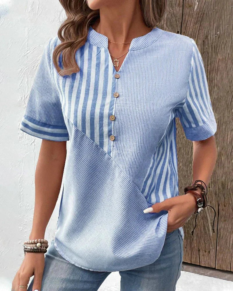 Image of Women's Striped Short Sleeve Blouse