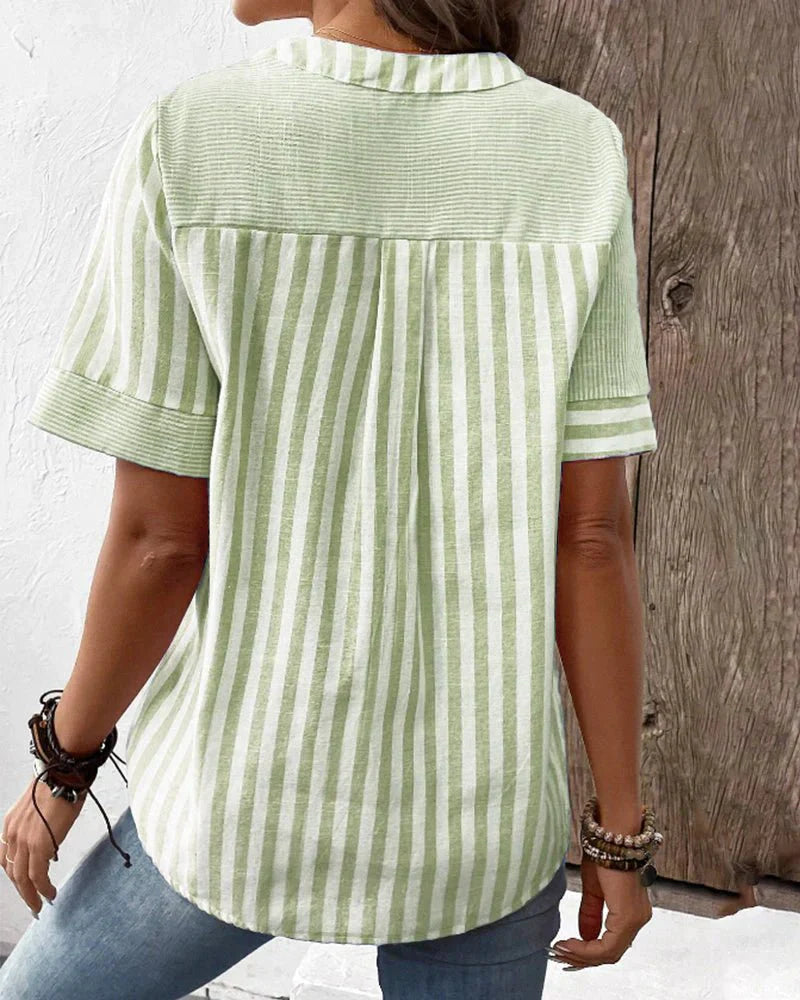 Image of Women's Striped Short Sleeve Blouse