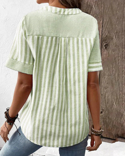 Image of Women's Striped Short Sleeve Blouse