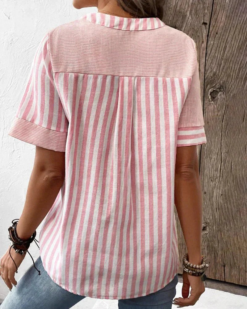 Image of Women's Striped Short Sleeve Blouse