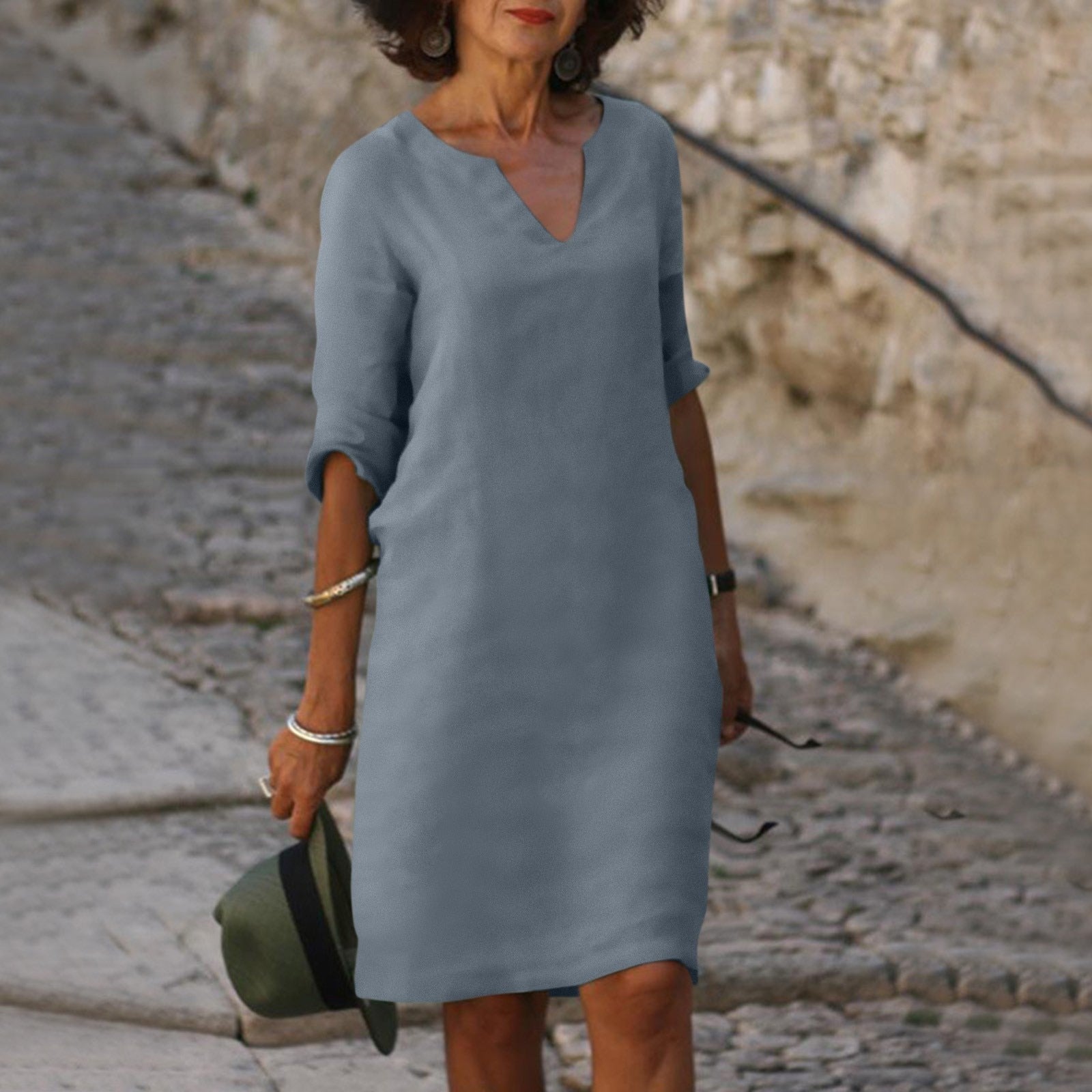 Image of Women's V-Neck Summer Midi Dress