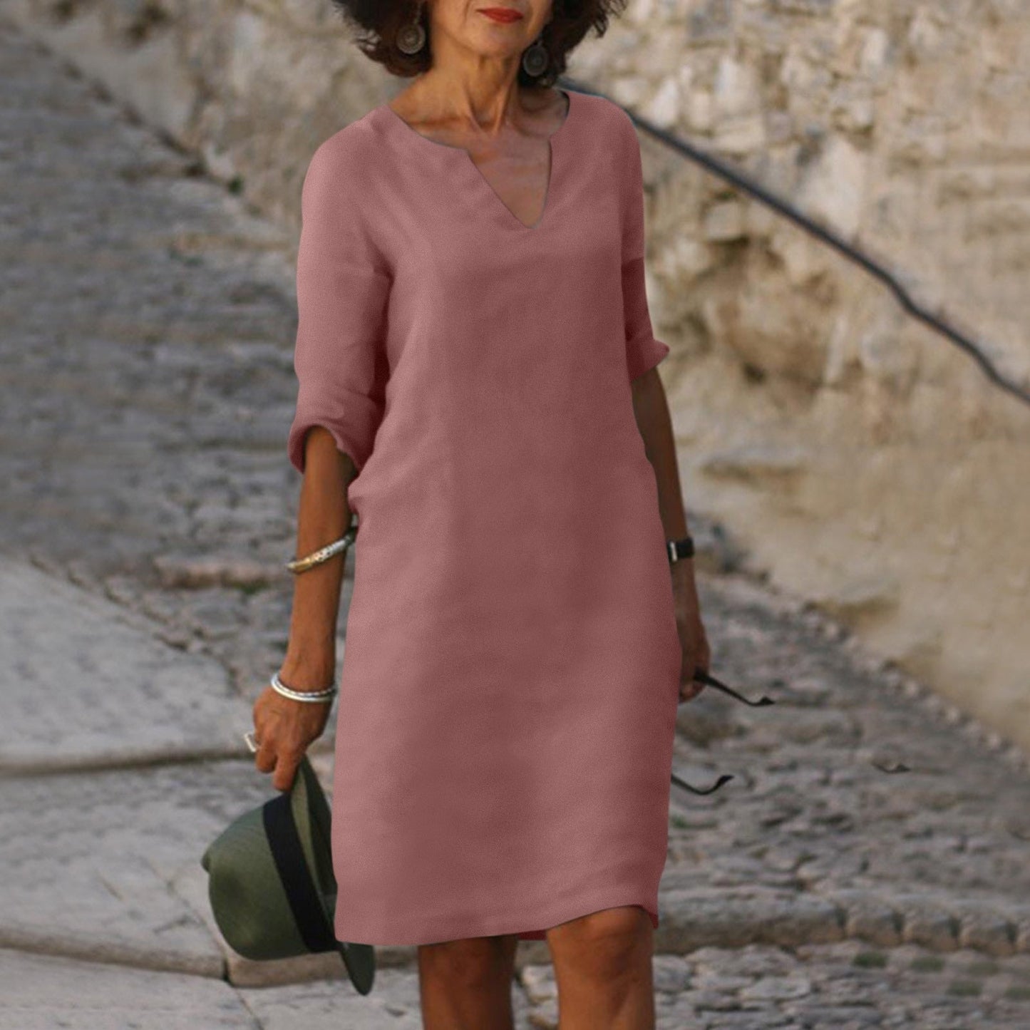 Image of Women's V-Neck Summer Midi Dress