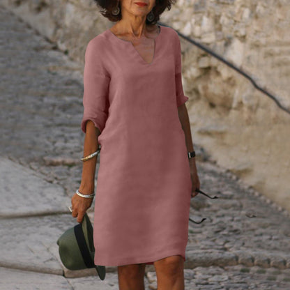 Image of Women's V-Neck Summer Midi Dress