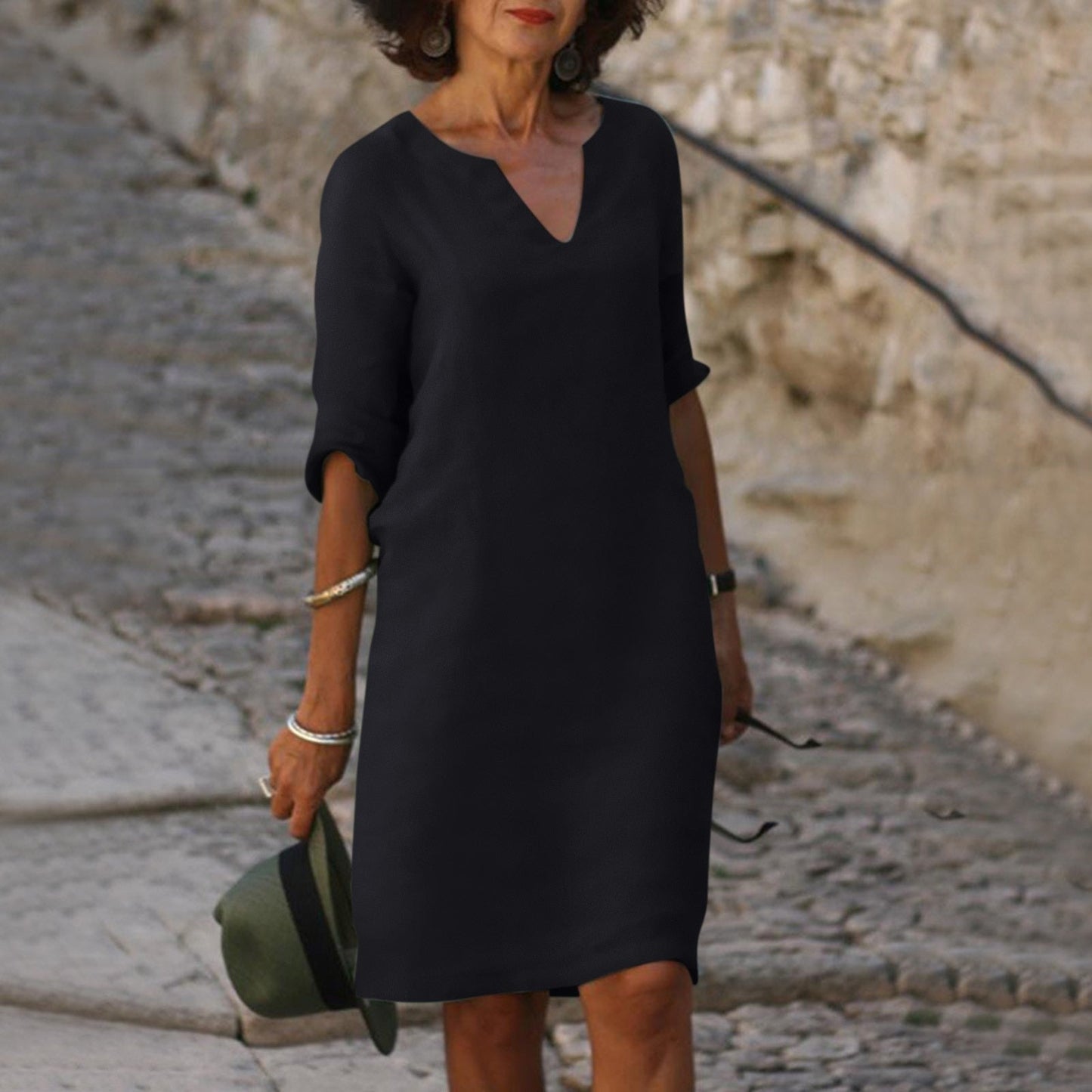 Image of Women's V-Neck Summer Midi Dress