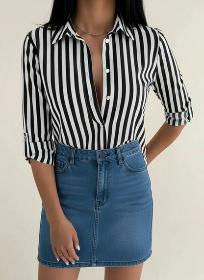 Daisy | Women Summer Vertical Stripe Blouse