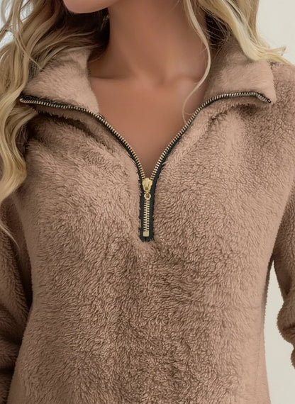 Eleanor | Women Spring Zip Pocket Pullover Sweater
