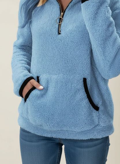 Eleanor | Women Spring Zip Pocket Pullover Sweater