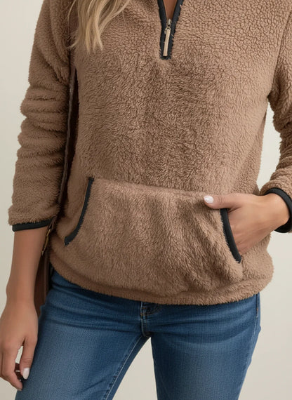 Eleanor | Women Spring Zip Pocket Pullover Sweater