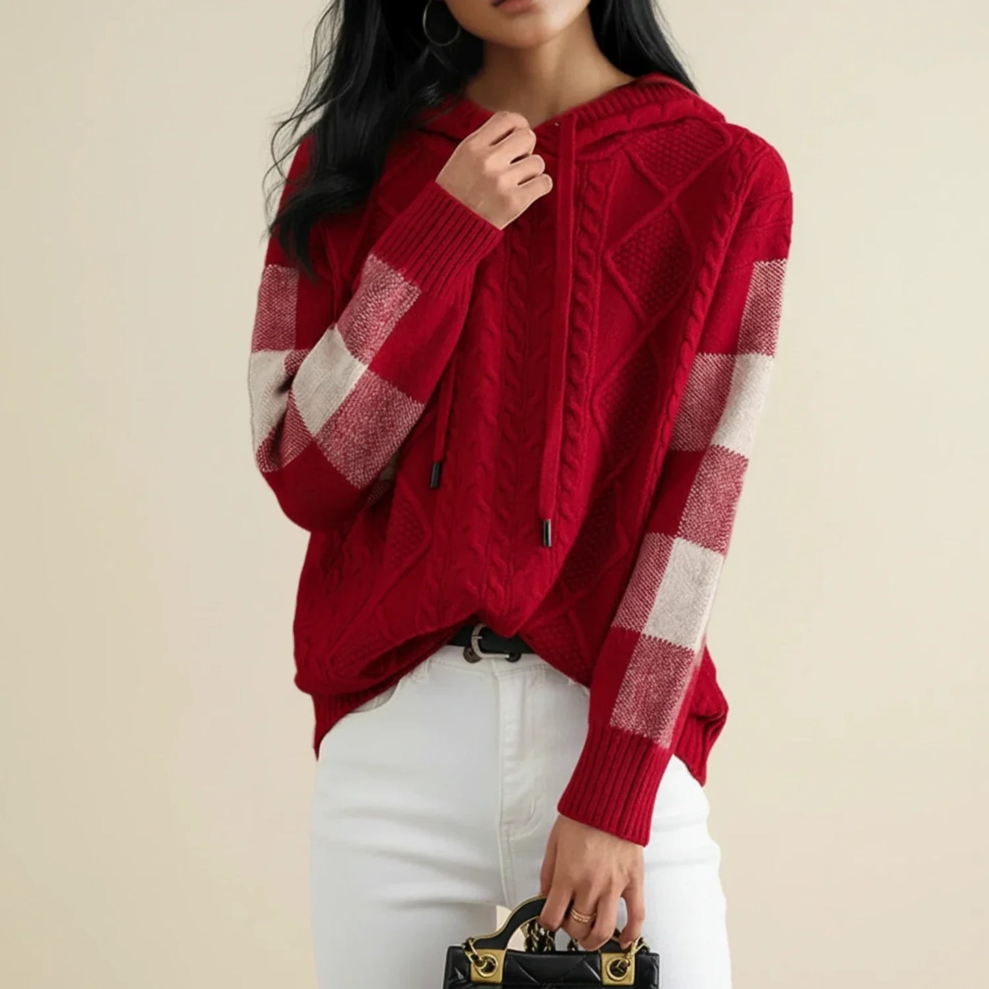 Jessica | Women's Hooded Cable Knit Spring  Sweater