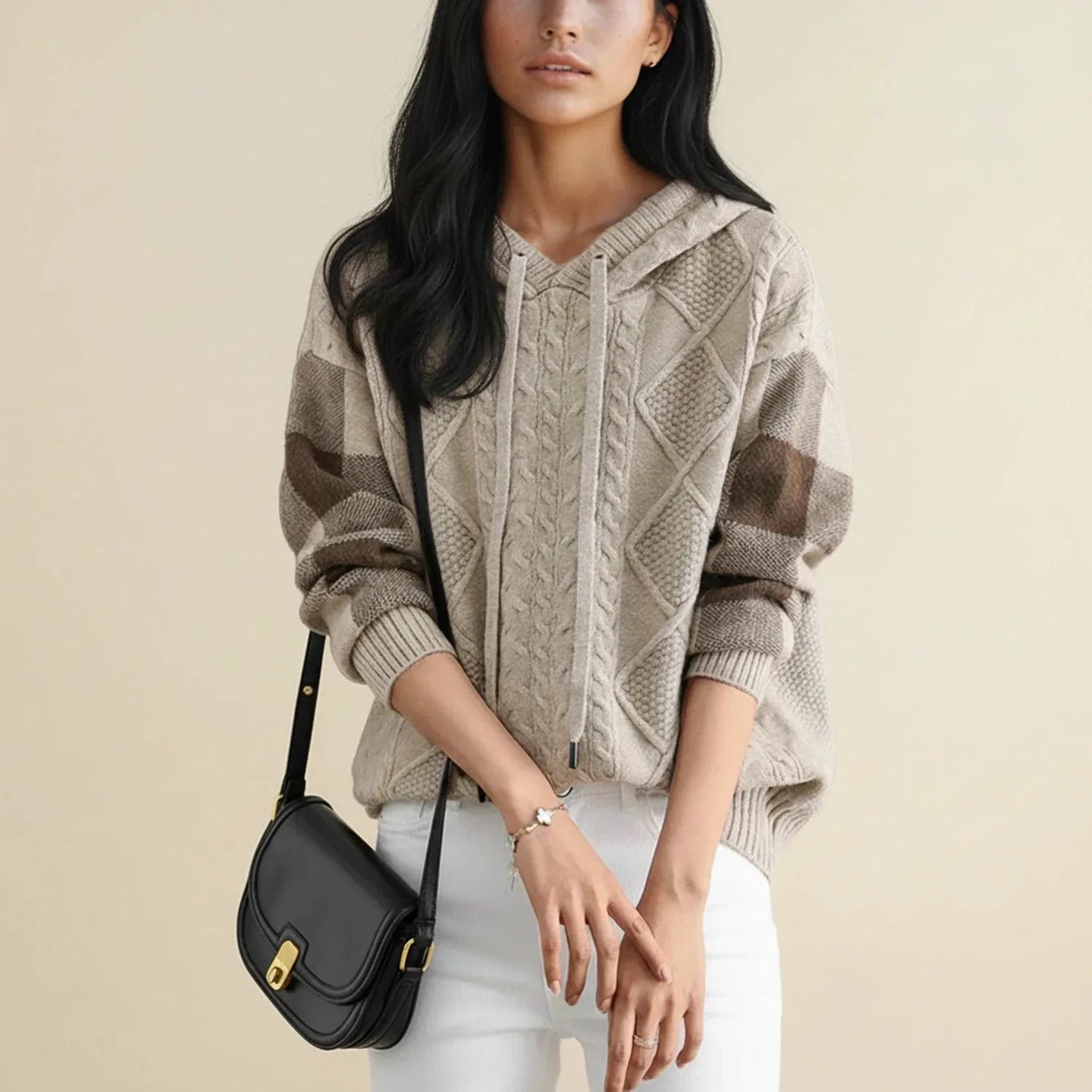 Jessica | Women's Hooded Cable Knit Spring  Sweater