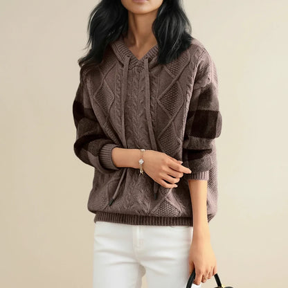 Jessica | Women's Hooded Cable Knit Spring  Sweater