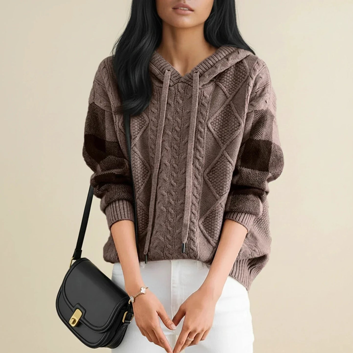 Jessica | Women's Hooded Cable Knit Spring  Sweater