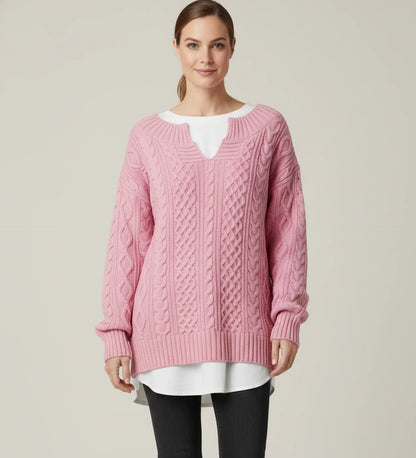 Lily | Women's Spring Oversized Cable Knit V-Neck Sweater