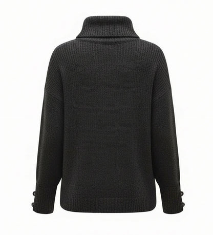 Emma | Women Spring Button Oversized Cowl Neck Sweater