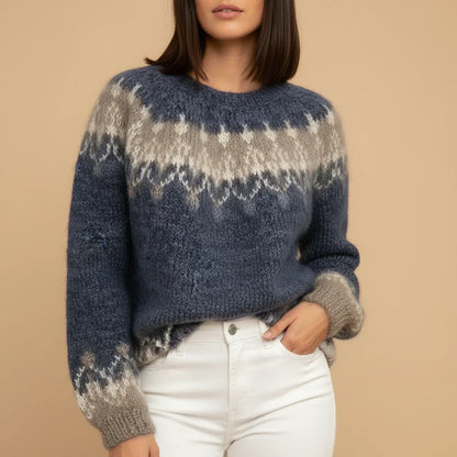 Bella | Women Spring Patterned Crewneck Sweater