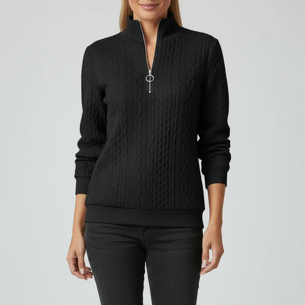 Eleanor | Women Spring Zip Neck Textured Sweater